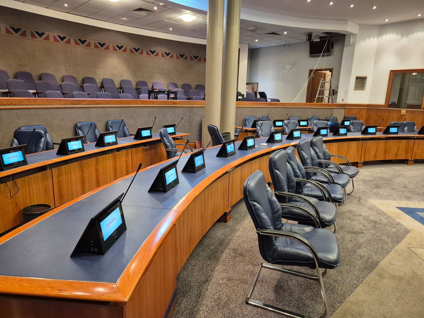 Delegate conference units installed on chamber desks